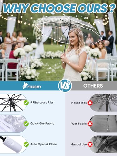 Windproof Travel Umbrellas for Rain and Sun (2 Count)