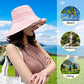 Women Floral Reversible Wide Brim Sun Hats Summer UV Protection Hiking Fishing Hat Wired Edge Beach Garden Lawn Work Cap Chin Strap