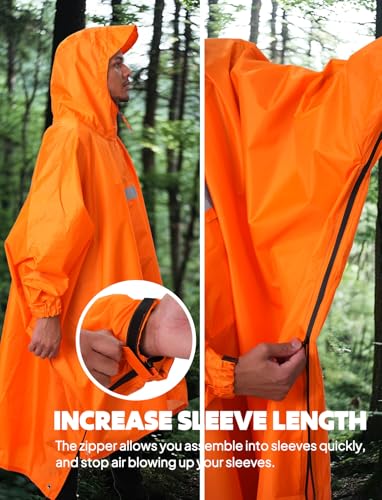 Hooded Rain Poncho for Adult Waterproof Lightweight Raincoat