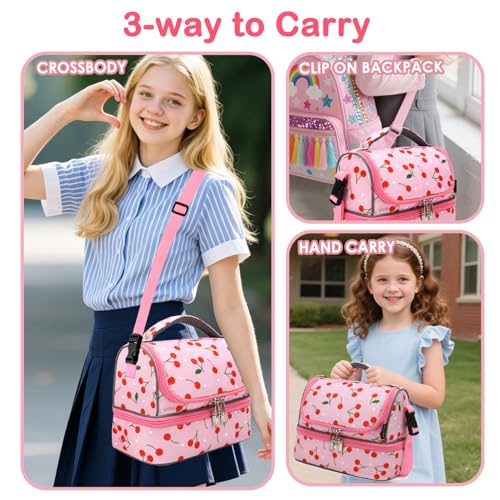 Kids Double Decker Cooler Insulated Lunch Bag Large Tote for Boys