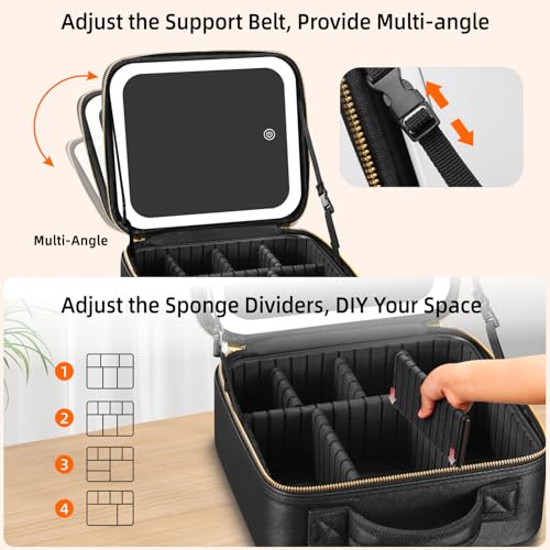 Makeup Bag with Mirror and Light