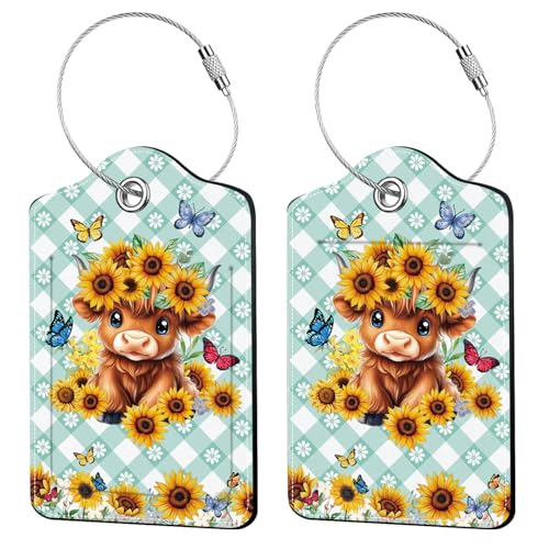 2 Pcs Highland Cow Luggage Tags for Suitcase (2 Count)