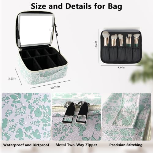 Travel Makeup Bag with LED Mirror Toiletry Bag for women with 3 Lighted Settings