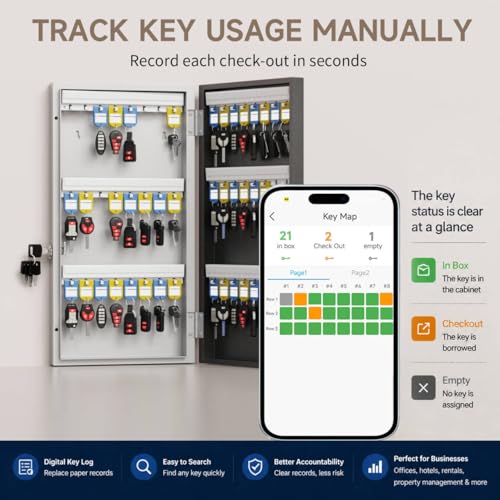48 Key Lock Box Smart Key Organier Cabinet with Keypad & App for Office