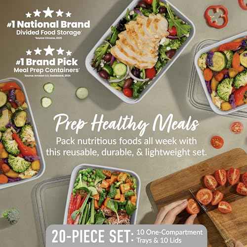 Prep 1 Compartment Meal Prep Containers with Lids (20 Count)