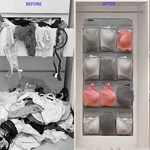 Dual Sided Hanging Shoe Organizer for Closet with Rotating Hanger Hanging Shoe Rack Holder with 24 Large Pockets