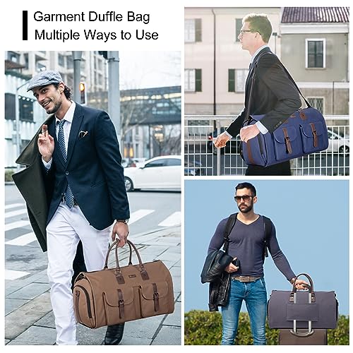 2-in-1 Canvas Garment Duffle Travel Bag with Shoulder Strap,Black