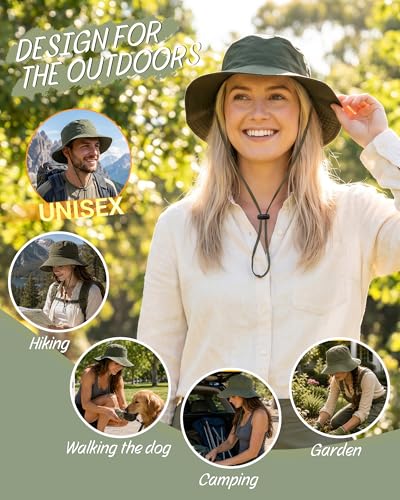 Water Resistant UPF 50+ Sun Bucket Hat Packable Brimmed for Women Men
