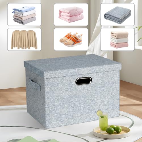 Storage Bins with Lids Fabric Closet Organizers Cubes Office Organization (3 Count)