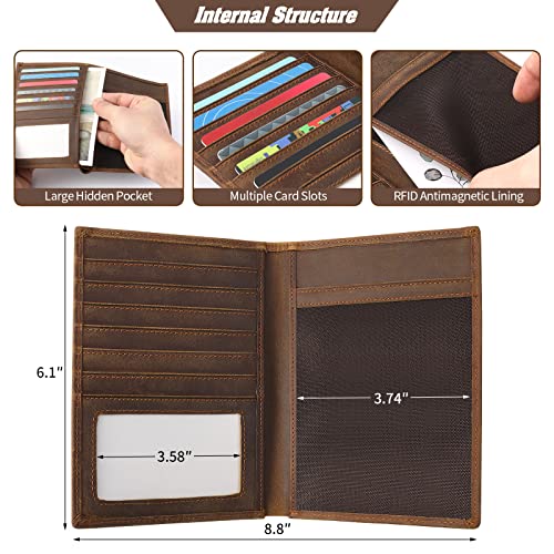 Leather Passport Holder RFID Blocking Passport Travel Wallet Cover Case for Men Women Brown JC17