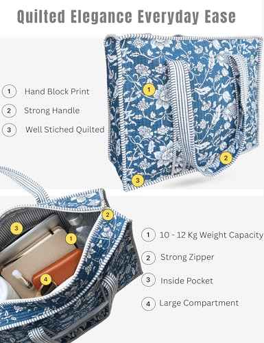 100% Cotton Quilted Tote Bag For Women