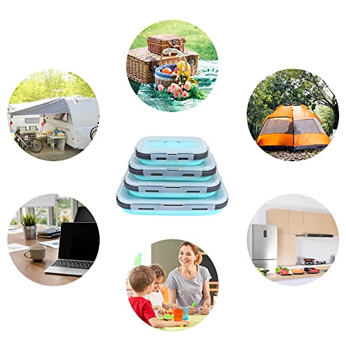 Set of 4 Collapsible Foldable Silicone Food Storage Containers