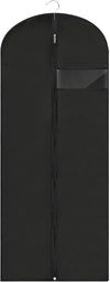 Dress Bags for Gowns Long, 60'' Garment Bags for Hanging Clothes, Suit Bag Cover for Storage and Travel (Black)
