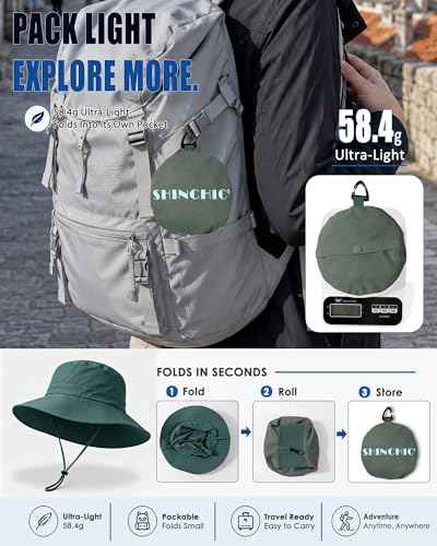 Water Resistant UPF 50+ Sun Bucket Hat Packable Brimmed for Women Men
