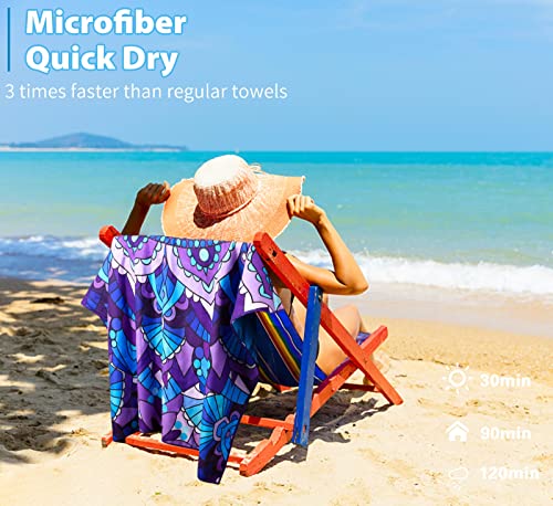 Microfiber Beach Towel with Bag Oversized 71x32 Sand Free 4 Pack (4 Count)