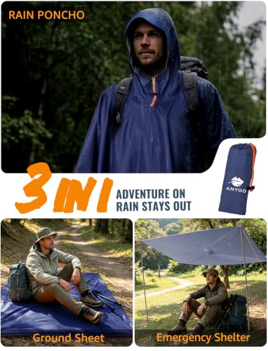 Hooded Rain Poncho for Adult Waterproof Lightweight Raincoat