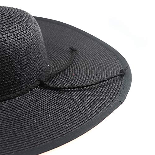 Womens Sun Straw Hat Wide Brim Summer Hat Big Floppy Foldable Beach Sun Hats UPF 50+