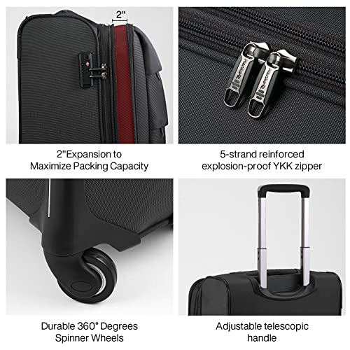 24 Inch Expandable Luggage Large Suitcases with Wheels Softside Checked Luggage Rolling Suitcase with Lock Lightweight Travel Luggage for Men and Women 24 Inch Luggage
