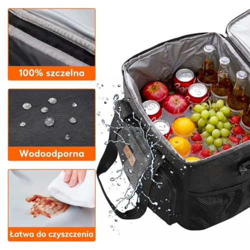 Medium Lunch Bag Insulated Lunch Box Soft Cooler Cooling Tote for Adult Men Women (Black / Mega (33L))