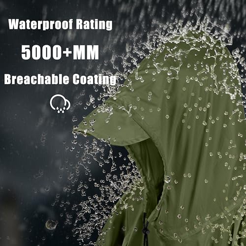 Hooded Rain Poncho Lightweight Waterproof Unisex Raincoat Jacket with Pocket for Men Women Adult