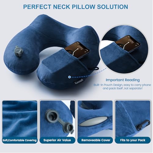 Inflatable Travel Neck Pillow for Airplane to Relieve Neck Pain