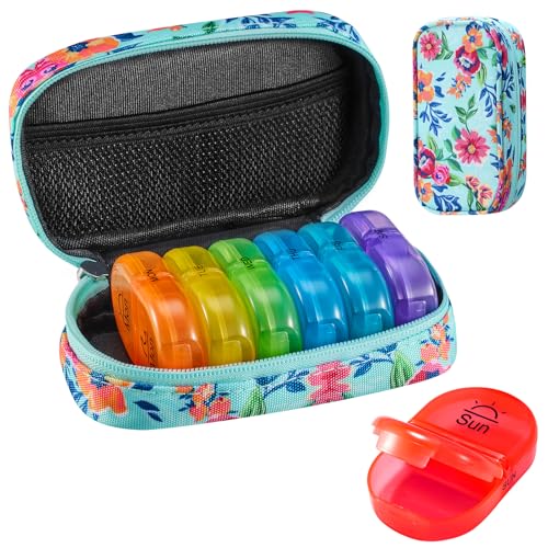 Weekly Travel Pill Organizer 2 Times a Day AM PM Rainbow Pill Box
