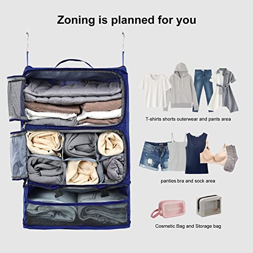 Travel Portable Hanging Shelves Closet Organizer Packing Luggage Storage with Multifunctional and Foldable Invisible Compartment