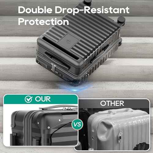 Expandable 20 Inch Carry on Luggage with Front Pocket