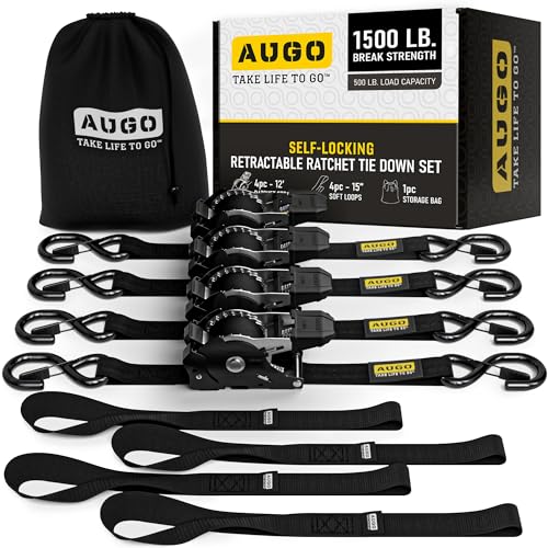 Self Locking Retractable Ratchet Straps (4 Count)