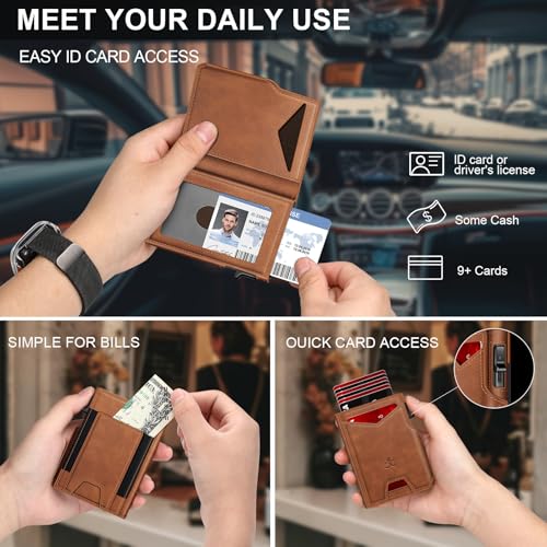 Wallet for Men Wallet with Slim Pop Up Card Holder 9 (13 Count)