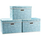 Larger Collapsible Storage Cubes with Lids Fabric Decorative Storage Bins Boxes Organizer Containers Baskets with Cover Handles for Bedroom Closet Living Room Blue 17.7x11.8x11.8 Inch 3 Pack (3 Count)