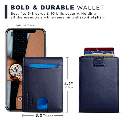 RFID Blocking Slim Bifold Genuine Leather Thin Minimalist Front Pocket Wallets for Men Billfold Wallet Men Gift