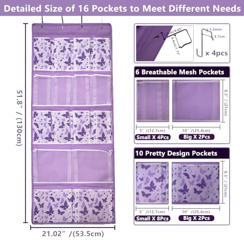 16 Pockets Over Door Hanging Storage Organizer with 4 Kinds Pouches for Shoes