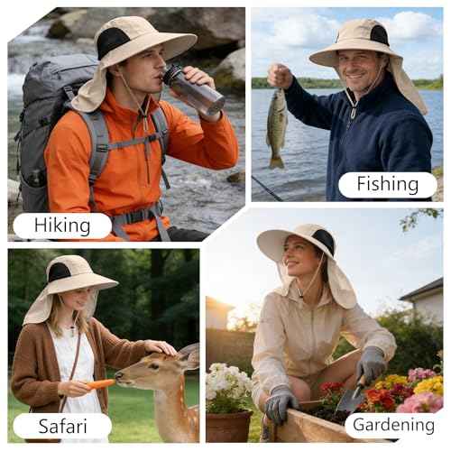 Sun Hat for Men Women with Neck Flap