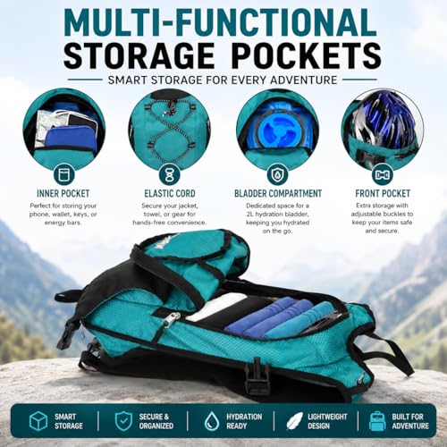 Lightweight Hydration Backpack with 2L Water Bladder Water Backpack Hydration Pack for Cycling Running Biking Hiking Backpack Green