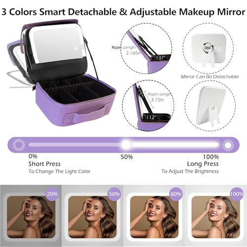 Travel Makeup Bag Cosmetic Bag Makeup Organizer Bag with Lighted Mirror