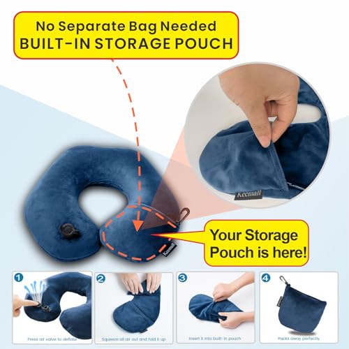 Inflatable Neck & Shoulder Travel Pillow for Airplane Naps