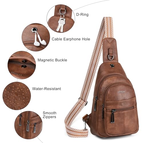7L Sling Bag for Women Vegan Leather Crossbody Purse Chest Bags Fashionable Trendy Fanny Pack with Travel