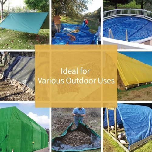 Tarp Green 9x15 Feet Multi Purpose Waterproof Poly Tarp Cover 5mil (135 Sq Ft)