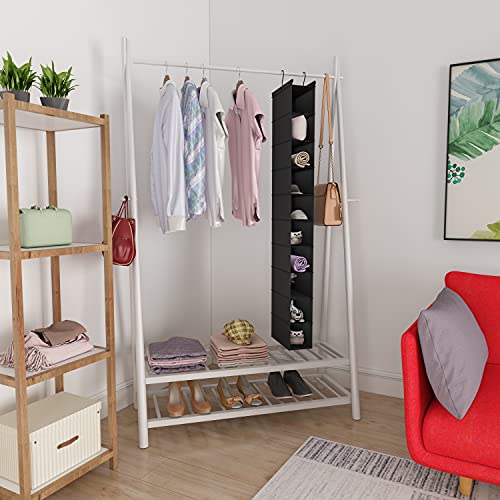 2 Pack 10 Tier Foldable Hanging Shoe Organizer Black