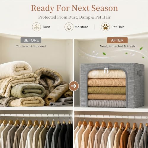Clothes Storage Bins with Metal Frame for Closet (6 Count)