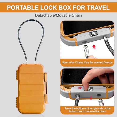 Portable Combination Lock Box with Adjustable Steel Cable