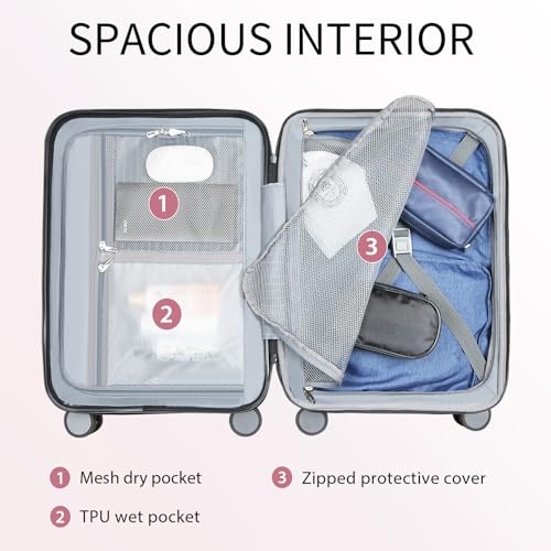 Hardside Expandable Carry On Luggage with Spinner Wheels & Built