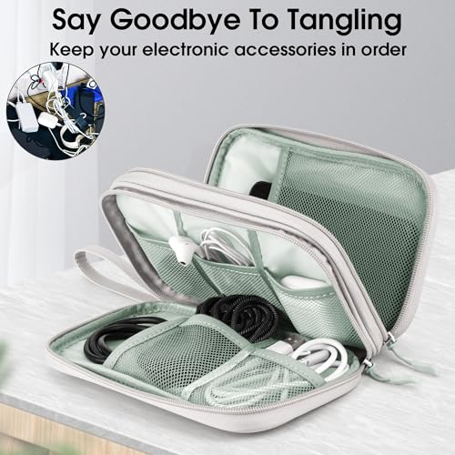 PU Leather Cable Organizer Double Layer Travel Pouch