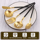 Matte Black Gold Serving Silverware Set