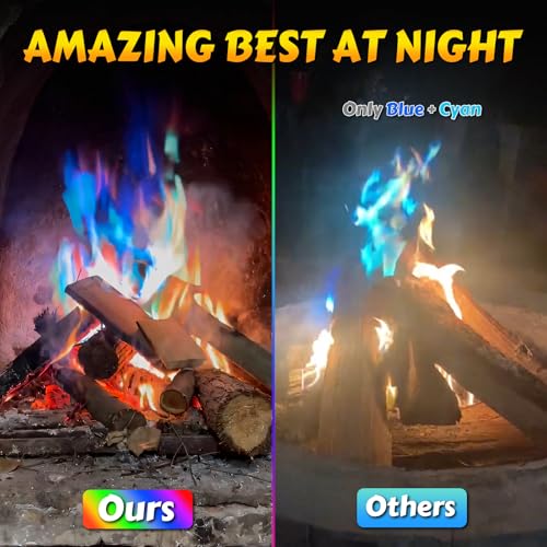 25 Pack) Magic Campfire Fire Color Changing Packets for Fire Pit, Indoor/Outdoor Fireplace, Bonfire - Rainbow Magical Flame, Camping Accessory, Compatible with Wood