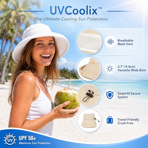 UVCoolix UPF 50+ Wide Brim Ponytail Sun Hat