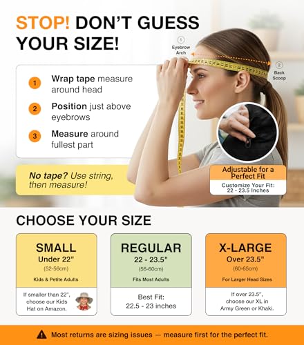 Safari Hat for Men Sun Hats for Women UV Protection UPF 50+ Fishing