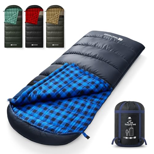 Cotton Flannel XXL Winter Sleeping Bags for Adults Big and Tall