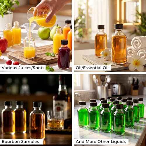 16 Pack 2 oz Small Clear Glass Bottles w (16 Count)